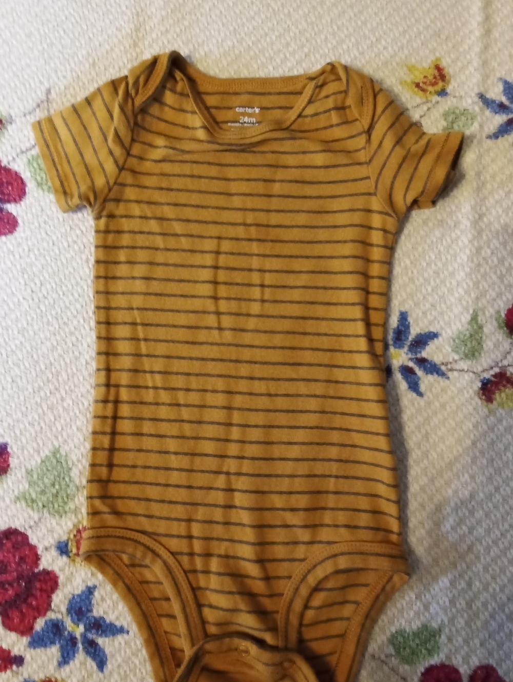 Carter's Mustard and Black Striped Short-Sleeve Bodysuit